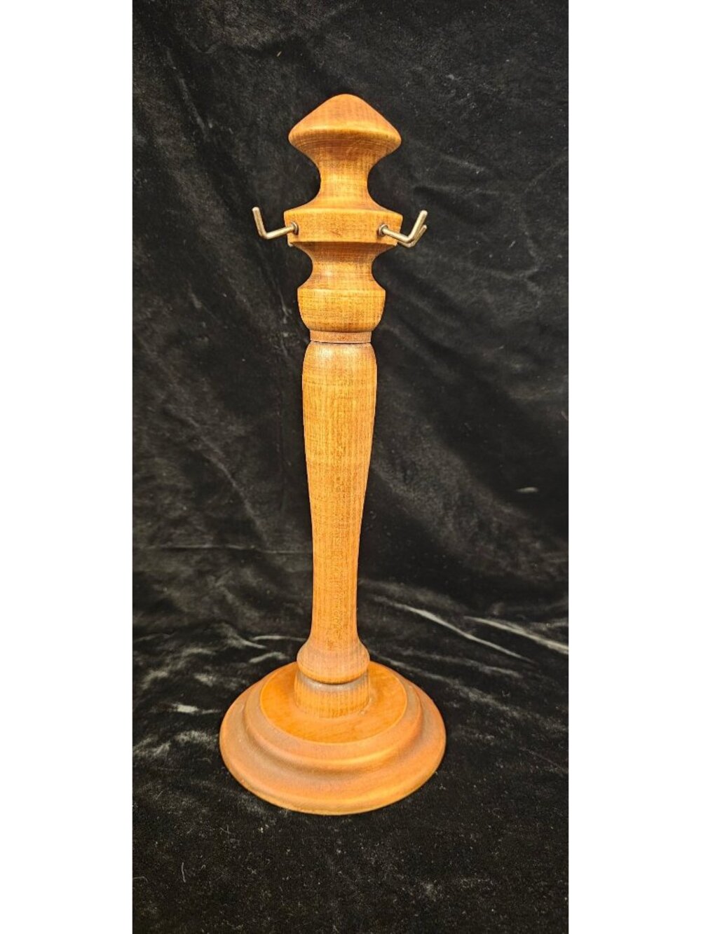Vintage Wooden Necklace & Jewelry Stand With Metal Hooks 12" Tall Decorative Dis